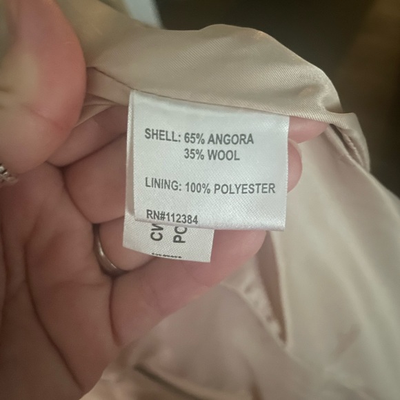 Women’s Calvin Klein Angora/Wool Long Hunter Coat beige / tan size 8 - Picture 5 of 9